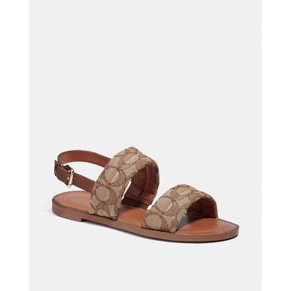 Coach Summer Udele Slide Sandals in Signature Canvas – Tan/Brown – Women’s - Picture 1 of 14